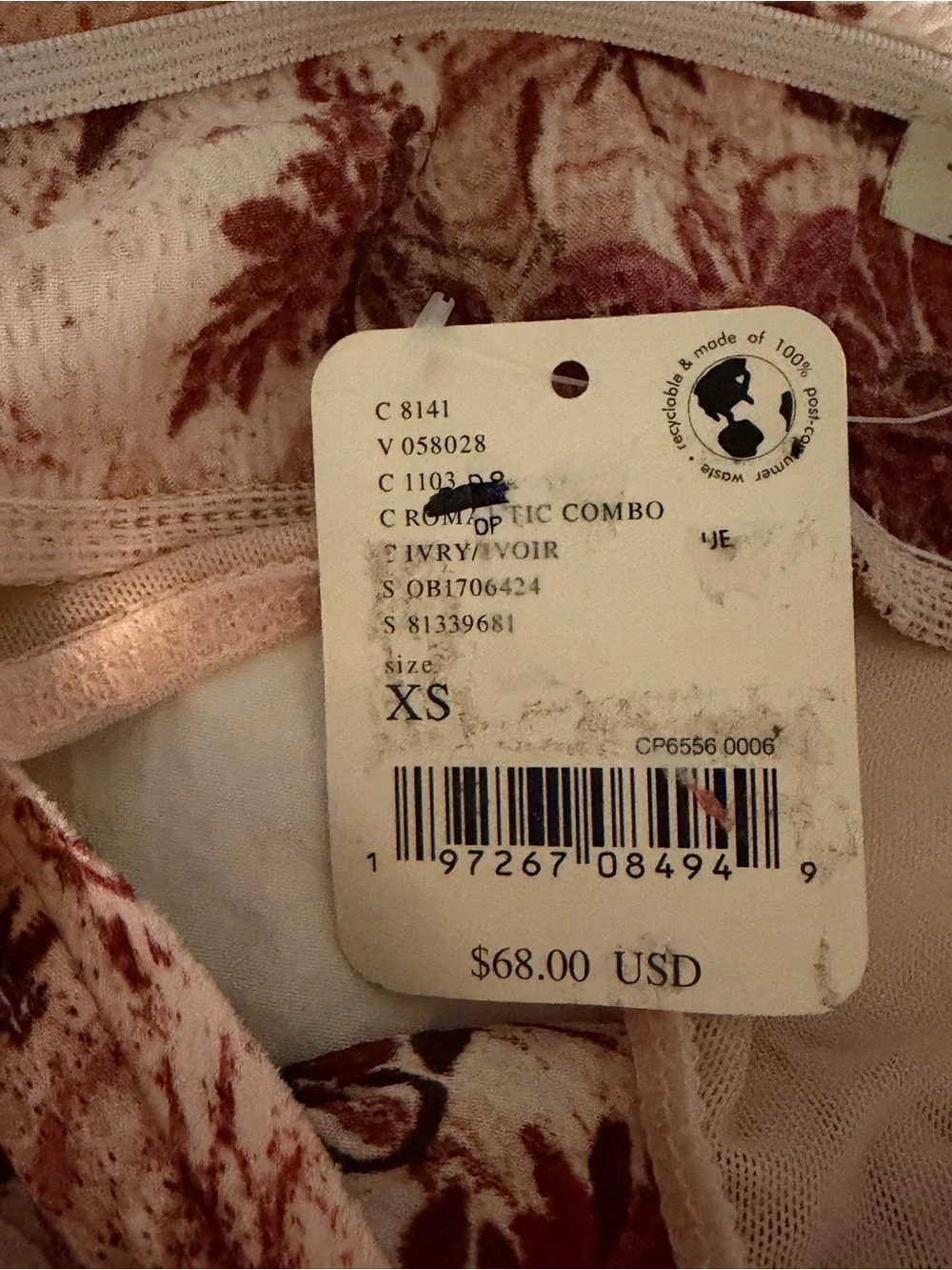 Free People Intimately There She Goes Bodysuit Size XS NWT